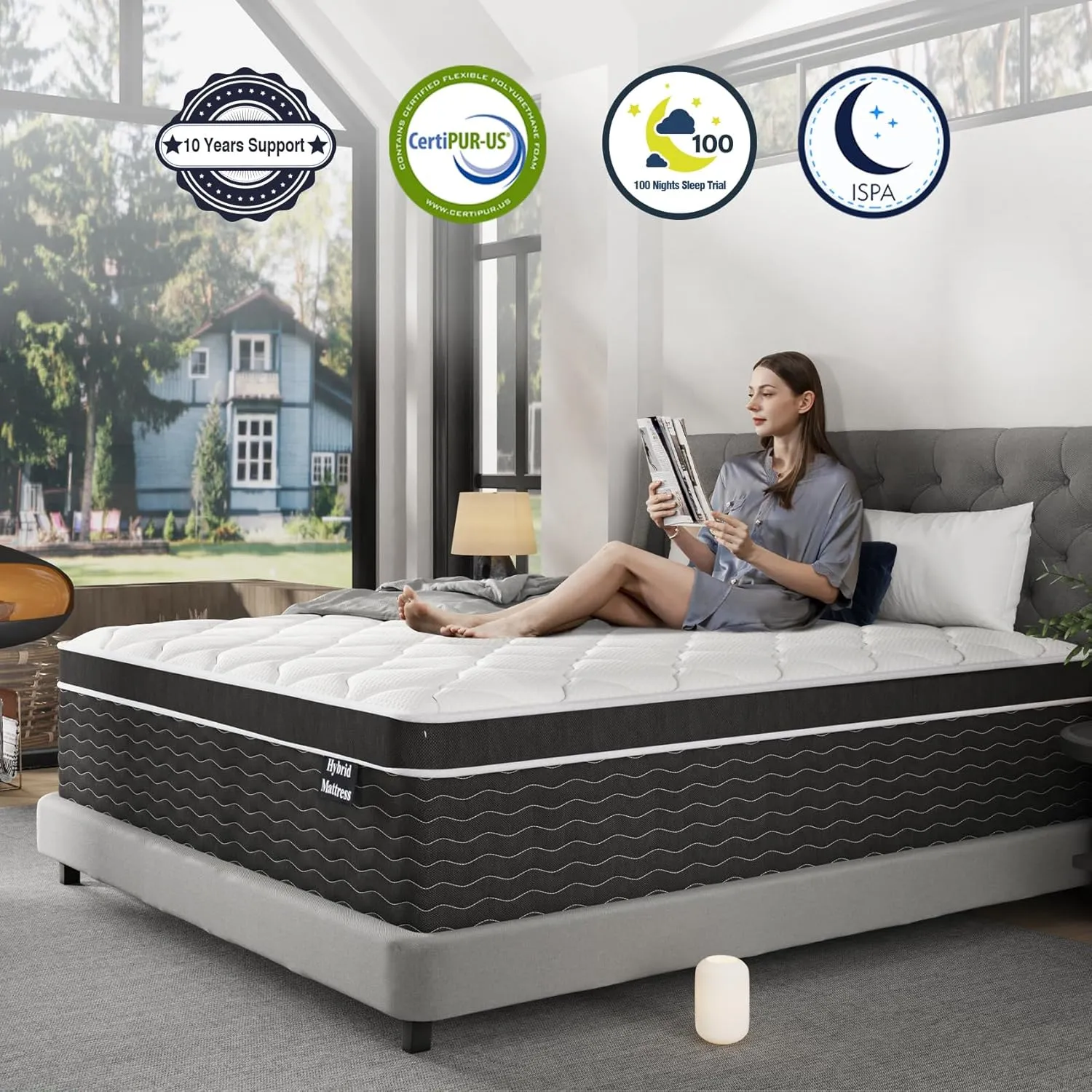 Queen Mattress, 10 inch Bed Mattresses in a Box, Medium Plush Hybrid Mattress Queen Size with Gel Memory Foam and Pocket Springs, Pressure Relief, Cooling and Breathable