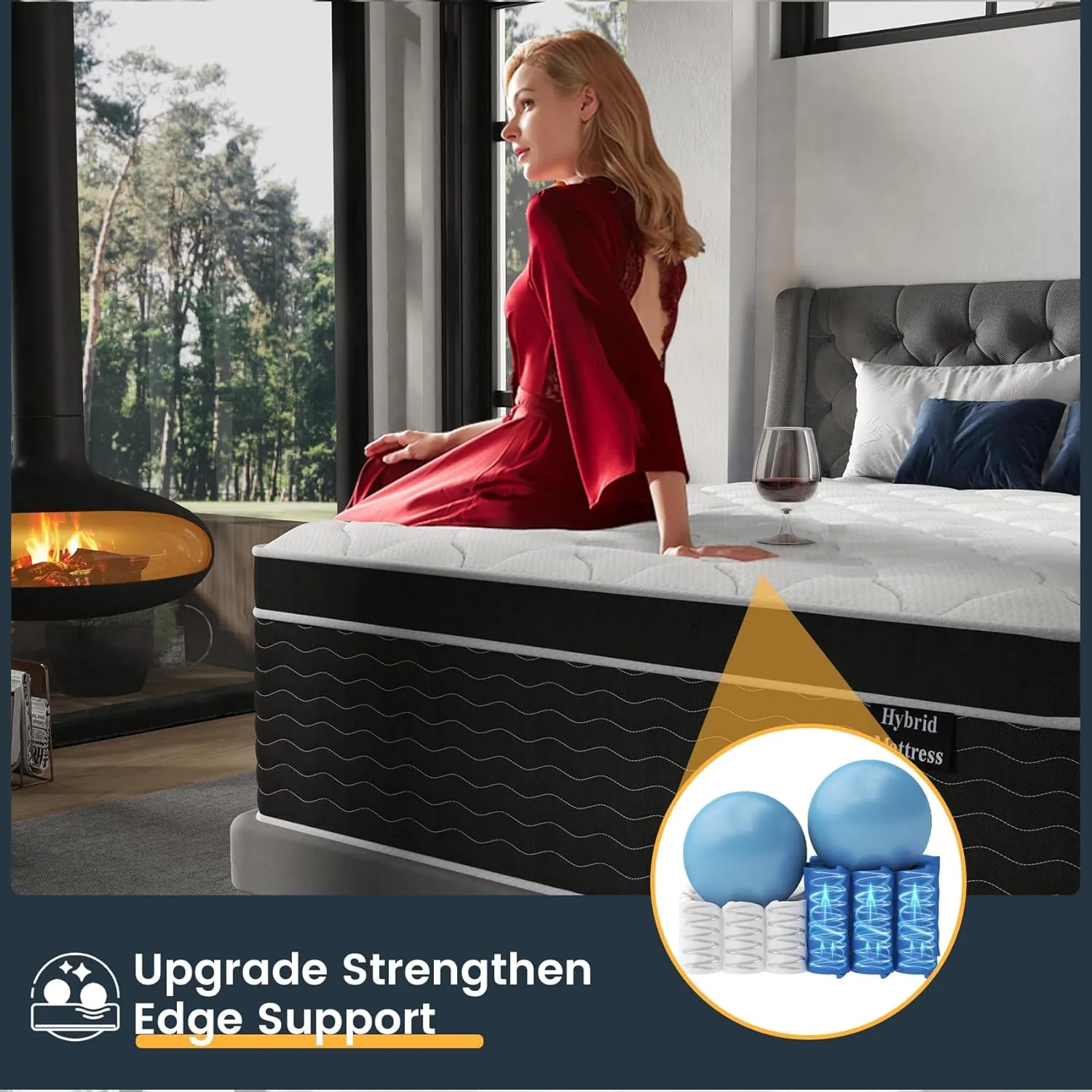 Queen Mattress, 10 inch Bed Mattresses in a Box, Medium Plush Hybrid Mattress Queen Size with Gel Memory Foam and Pocket Springs, Pressure Relief, Cooling and Breathable