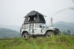 Quick Setup Portable Amphibious Inflatable Roof Top Tent for Camping, Easy to Fold, Includes Ladder, Black