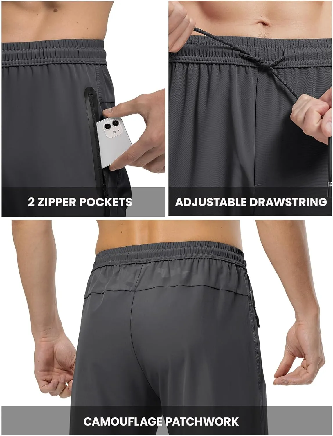 Rdruko Men's Casual Pants Lightweight Quick Dry Hiking Running Workout Outdoor Sports Sweat Pants