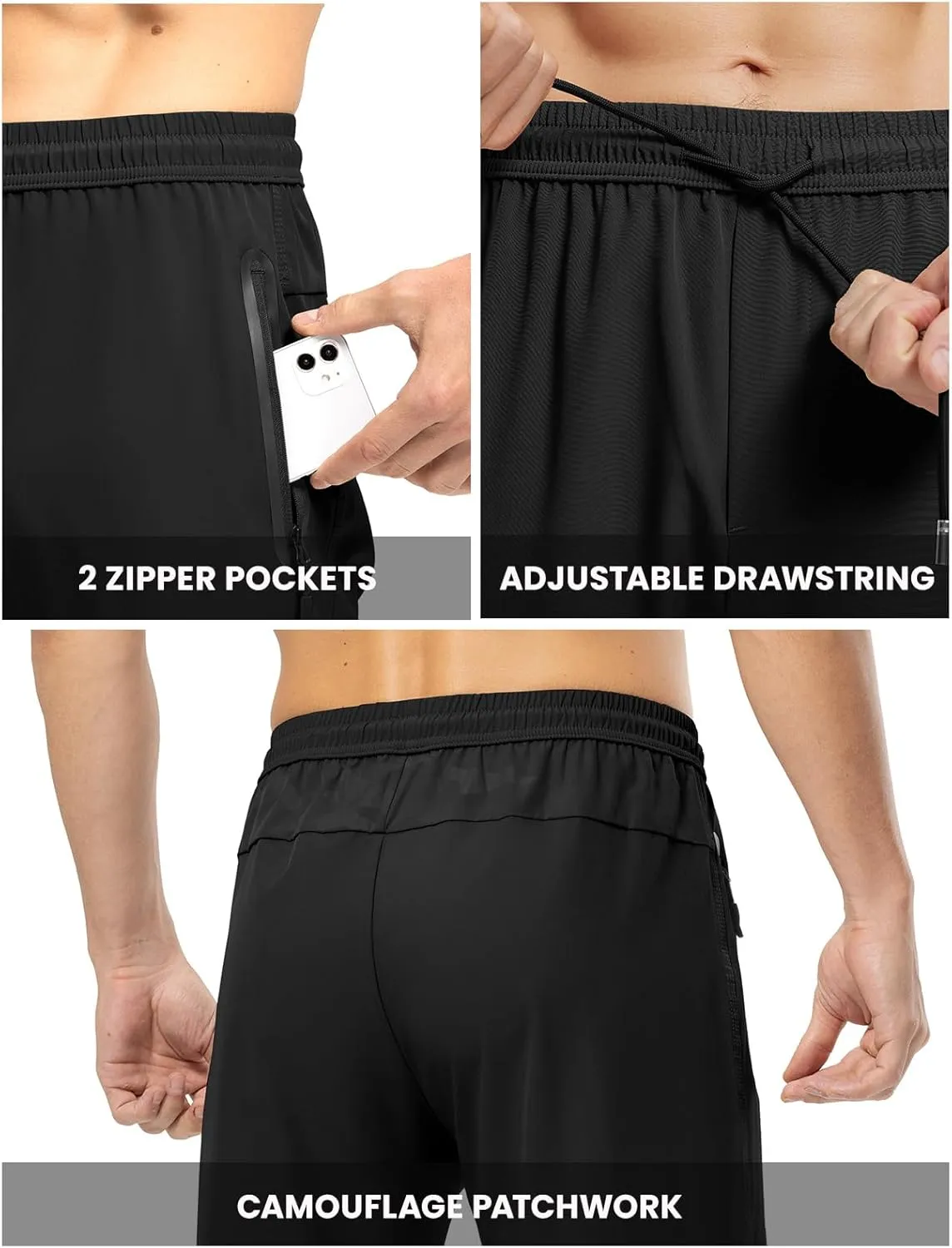 Rdruko Men's Casual Pants Lightweight Quick Dry Hiking Running Workout Outdoor Sports Sweat Pants