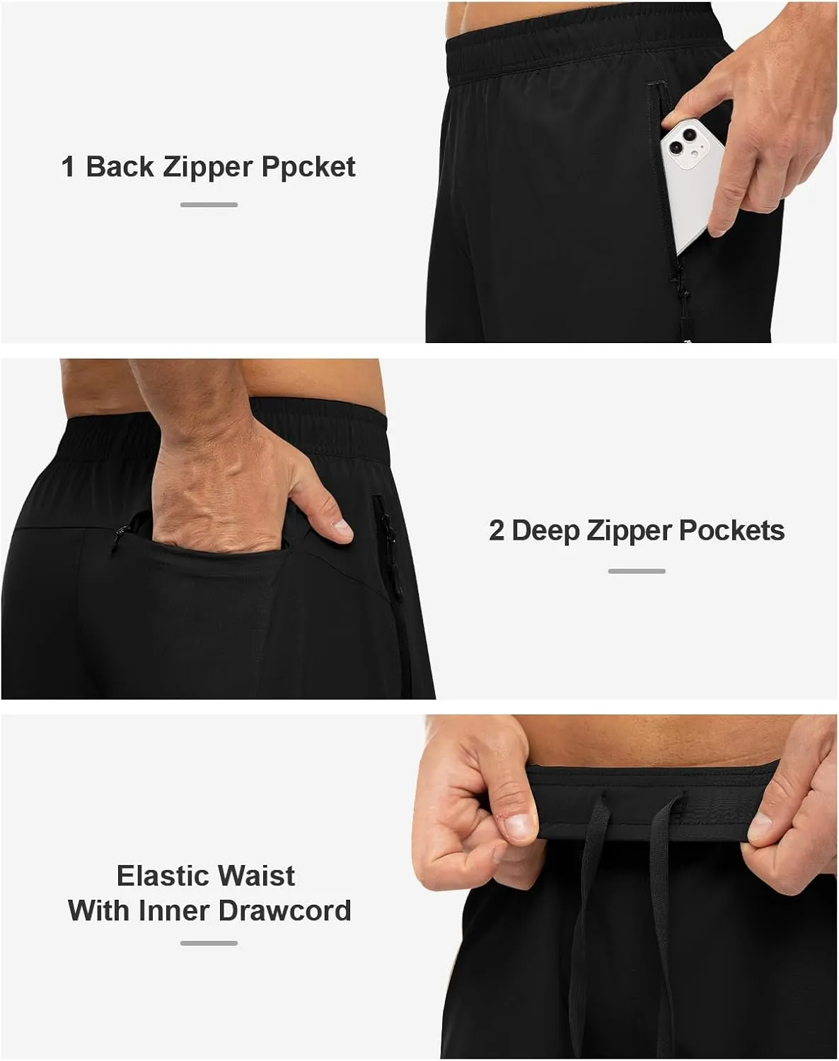 Rdruko Men's Hiking Shorts with Zipper Pockets 7'' Lightweight Quick Dry Workout Shorts Running Athletic Shorts