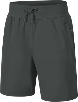 Rdruko Men's Quick Dry Hiking Shorts Lightweight Running Gym Outdoor Active Shorts with Zipper Pockets