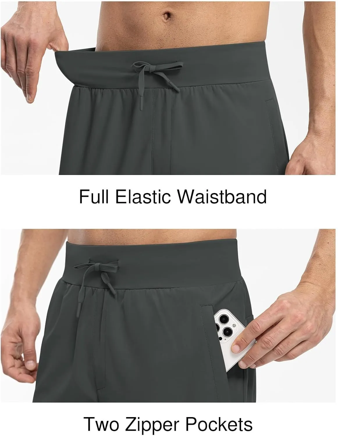 Rdruko Men's Quick Dry Hiking Shorts Lightweight Running Gym Outdoor Active Shorts with Zipper Pockets
