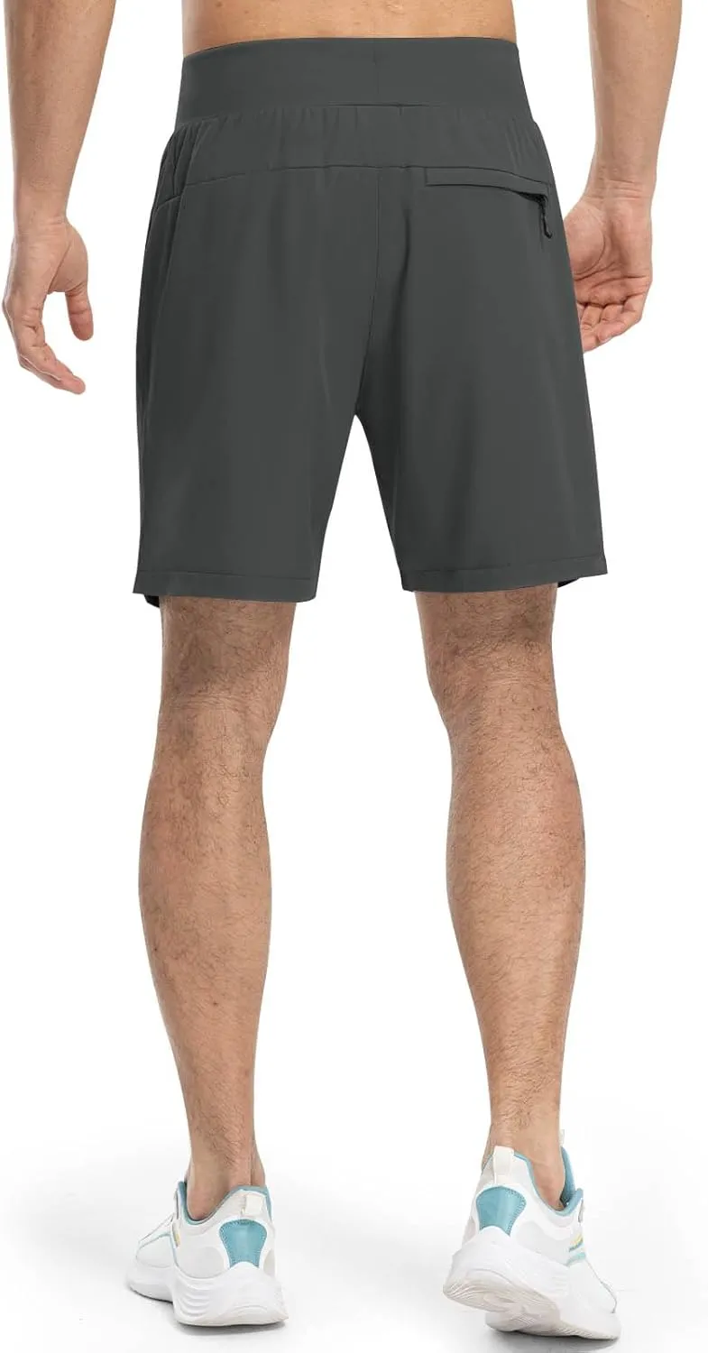 Rdruko Men's Quick Dry Hiking Shorts Lightweight Running Gym Outdoor Active Shorts with Zipper Pockets