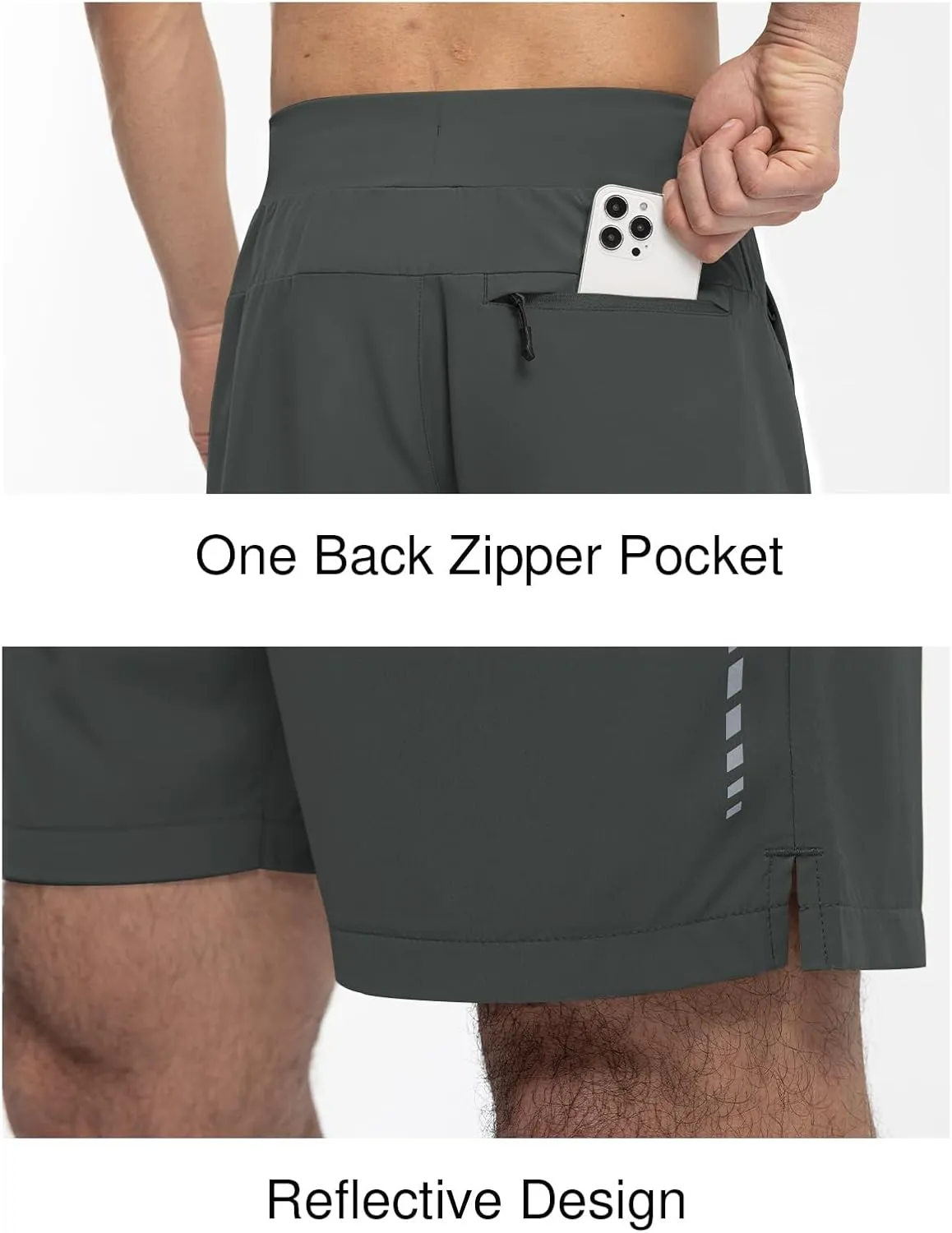 Rdruko Men's Quick Dry Hiking Shorts Lightweight Running Gym Outdoor Active Shorts with Zipper Pockets