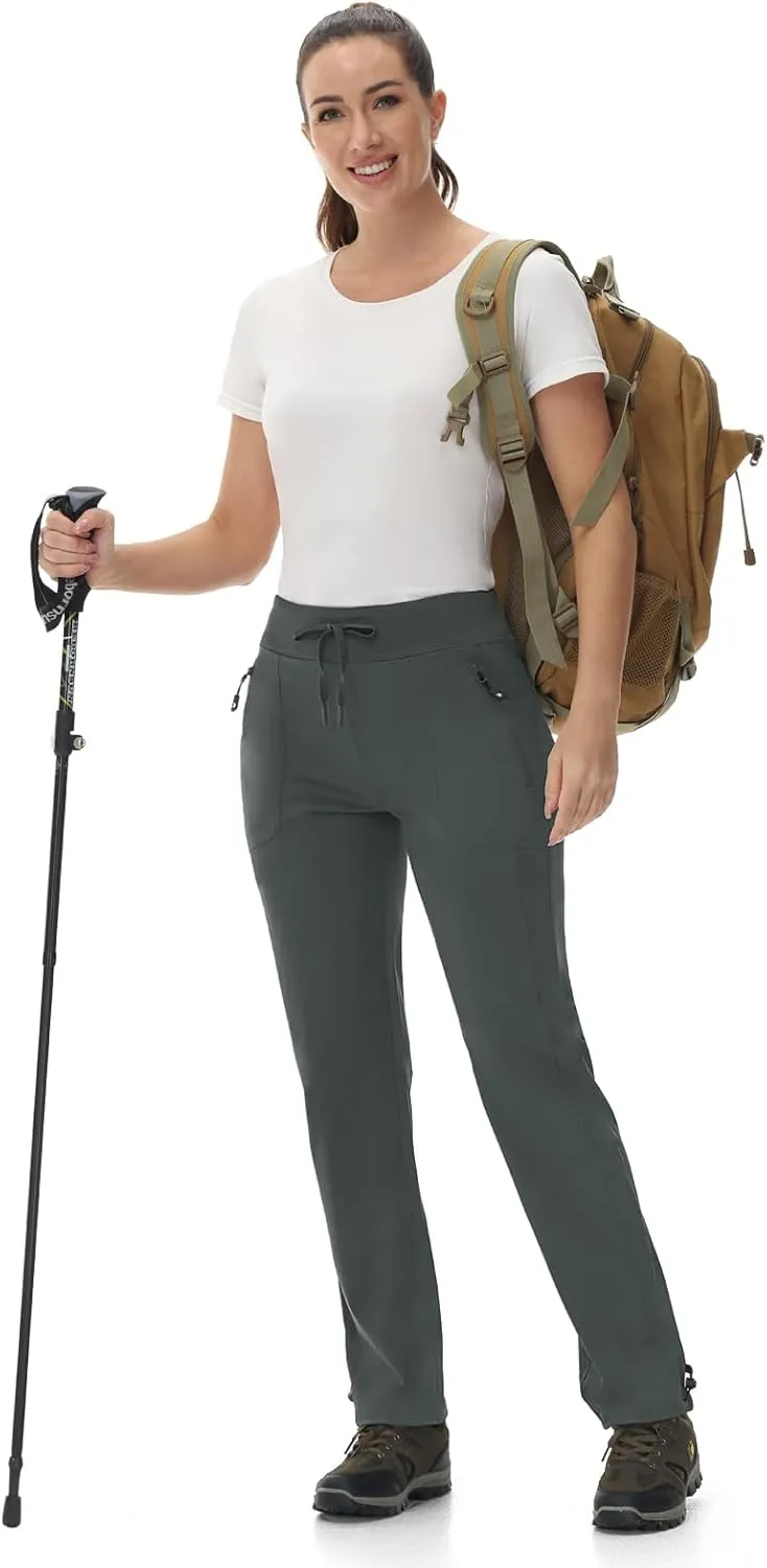 Rdruko Women's Hiking Pants Quick Dry Lightweight Water Resistant Outdoor Pants Athletic Joggers with Zipper Pockets