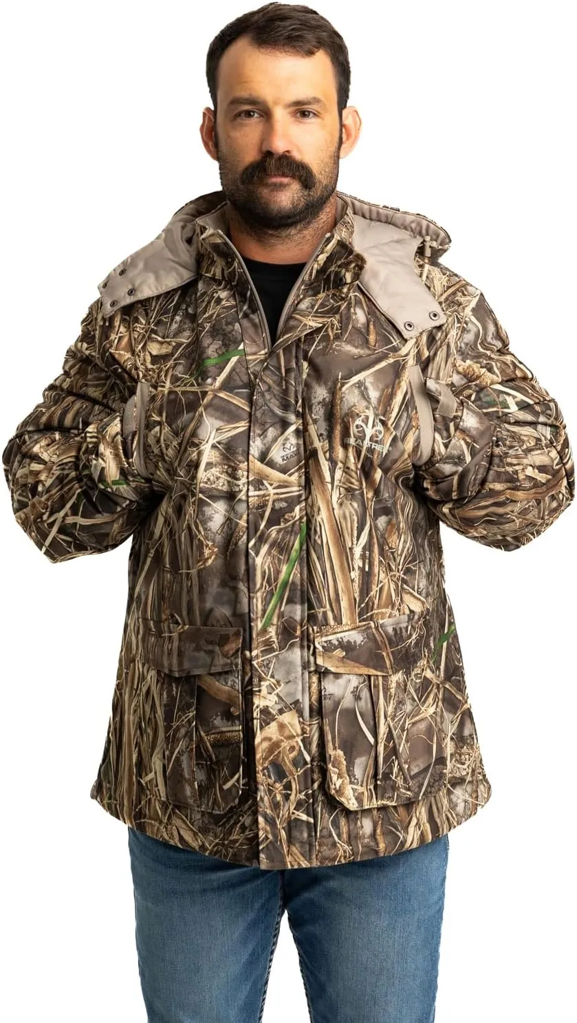Realtree Men's Camo Hunting Insulated Cold Weather Parka Jacket - Wind-proof, Mid-weight and Super Warm