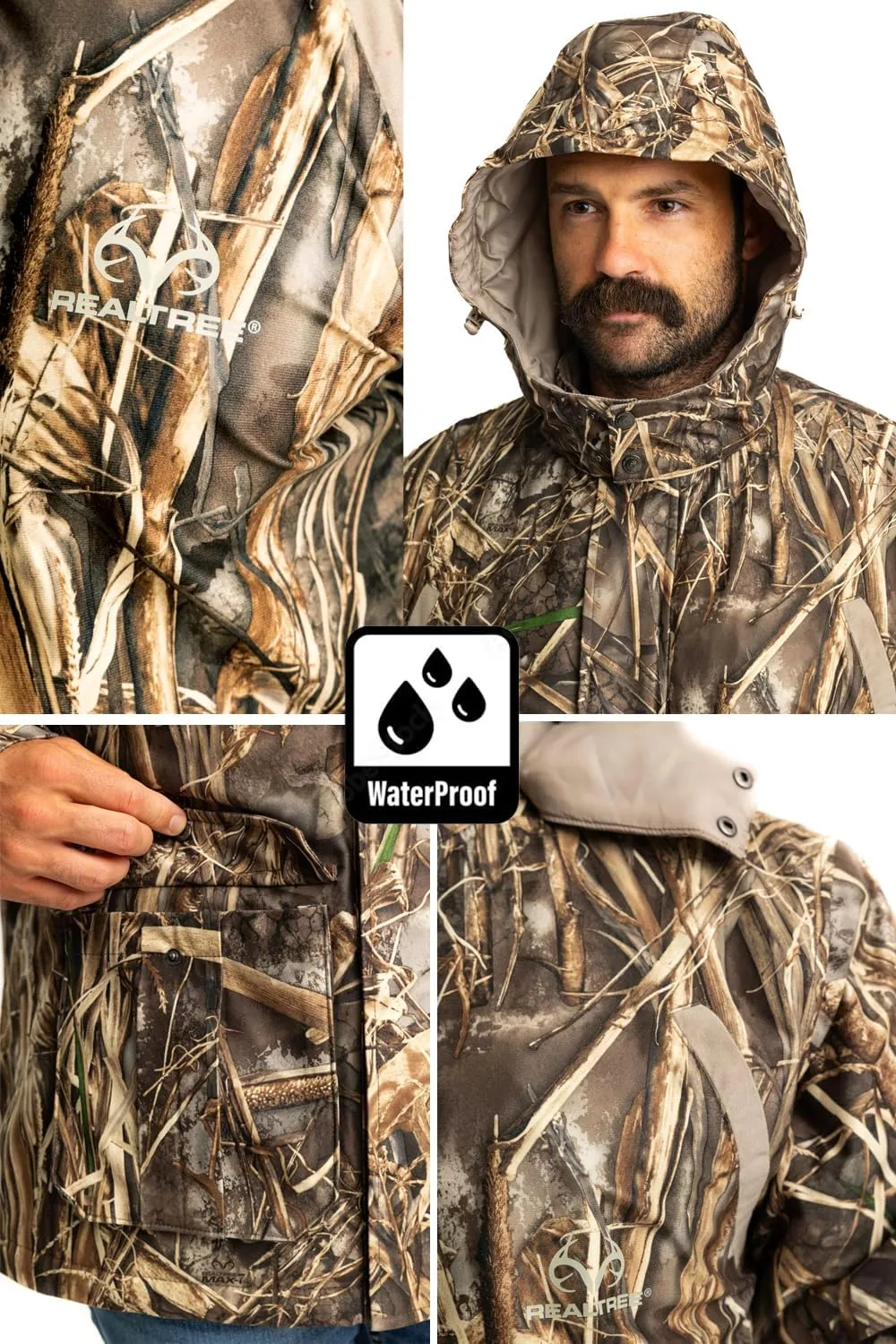 Realtree Men's Camo Hunting Insulated Cold Weather Parka Jacket - Wind-proof, Mid-weight and Super Warm