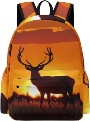 Red Deer Stag Silhouette Travel Backpack 16.5 Inch Lightweight Laptop Bag Daypack for Men Women