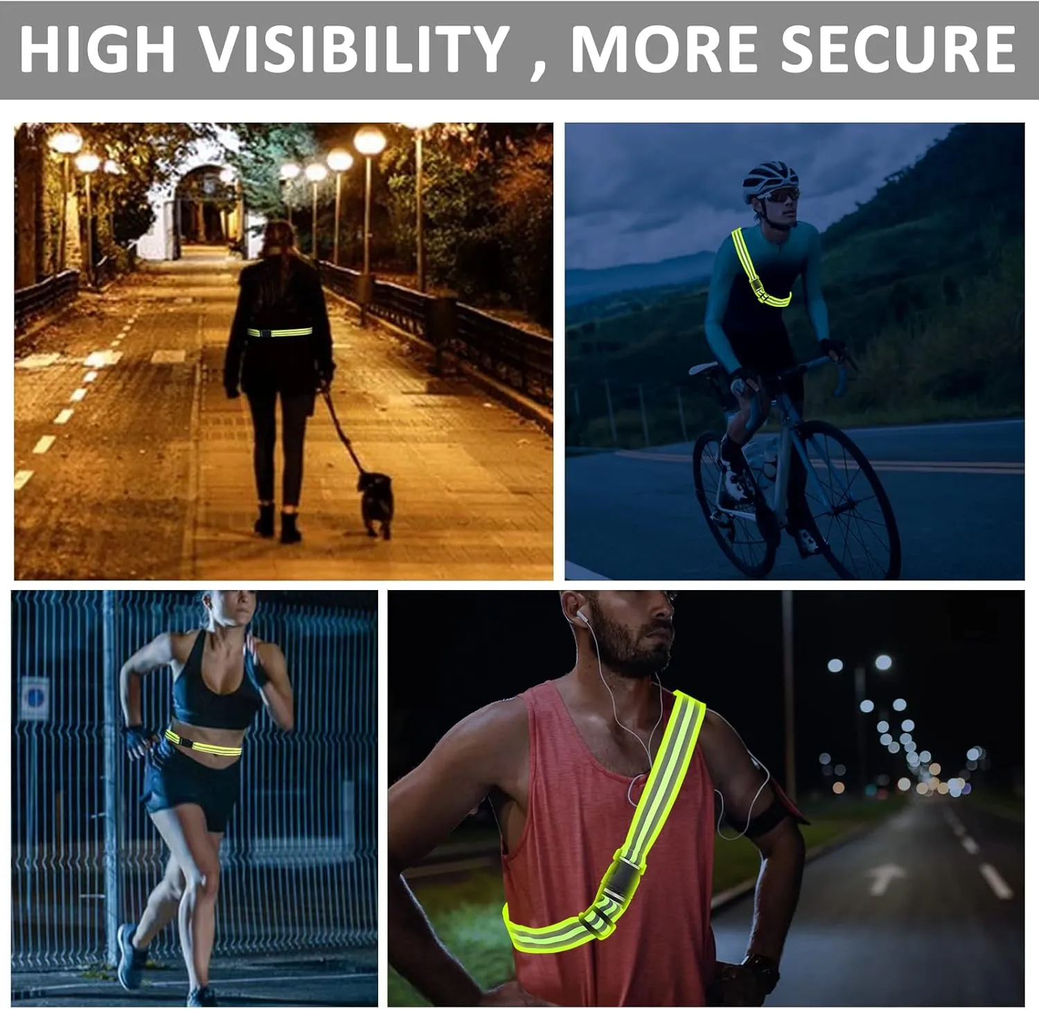 Reflective Vest - Running Vest Reflector, Reflective Running Vest with Safety Straps, High Visibility Reflector