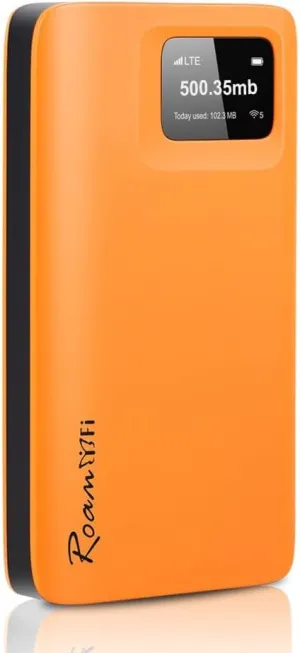 RoamWiFi 4G LTE Mobile Hotspot Router Worldwide Portable High Speed Hotspot with US 1GB Data 30Day No SIM Card Needed 10 Connected Devices Pocket Hotspot for Travel in 170  Countries