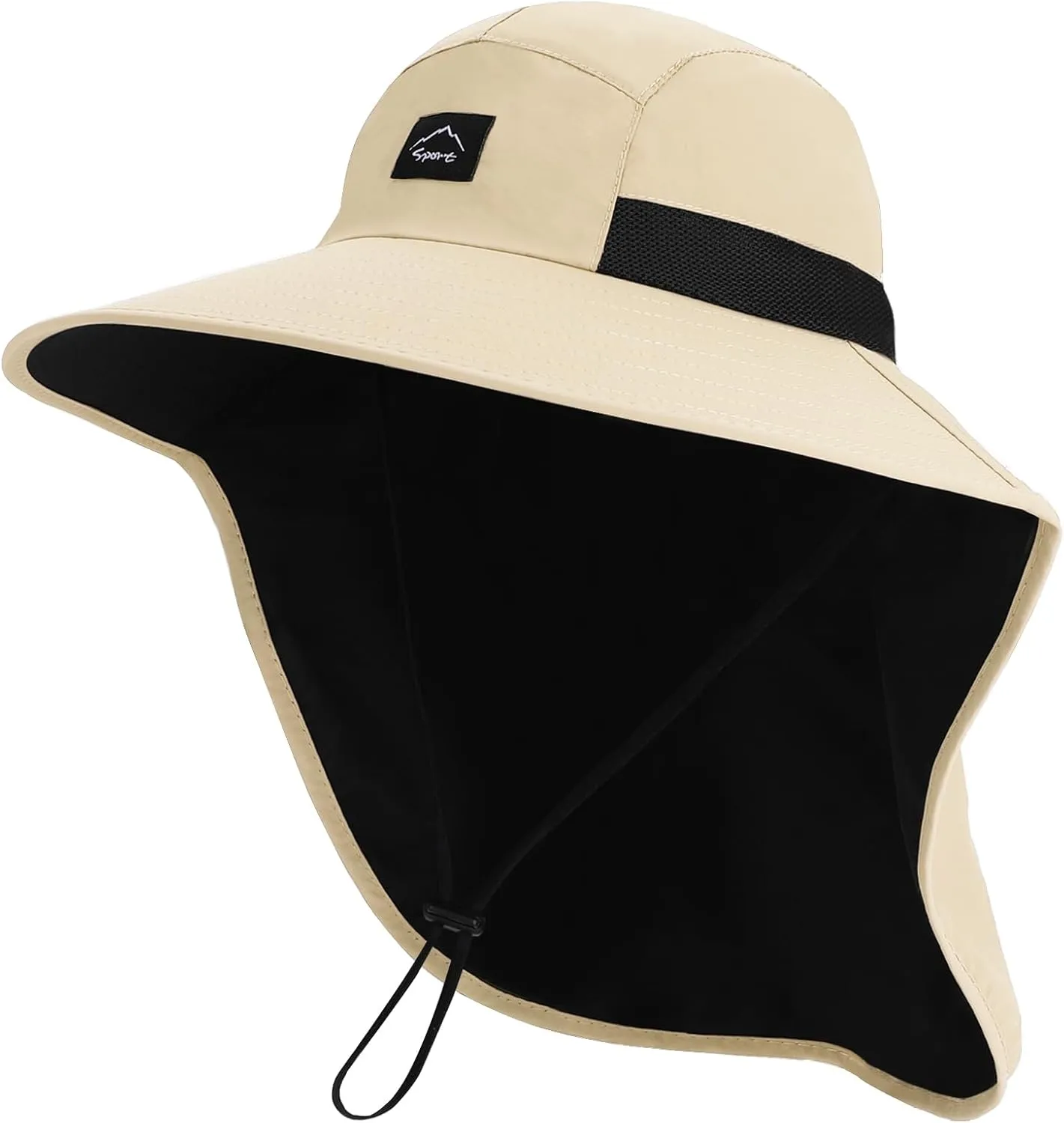 Rosoz Outdoor Sun Hat for Men Women, UPF50  Protection Safari Cap Wide Brim Mesh Fishing Hat with Neck Flap Beach Garden