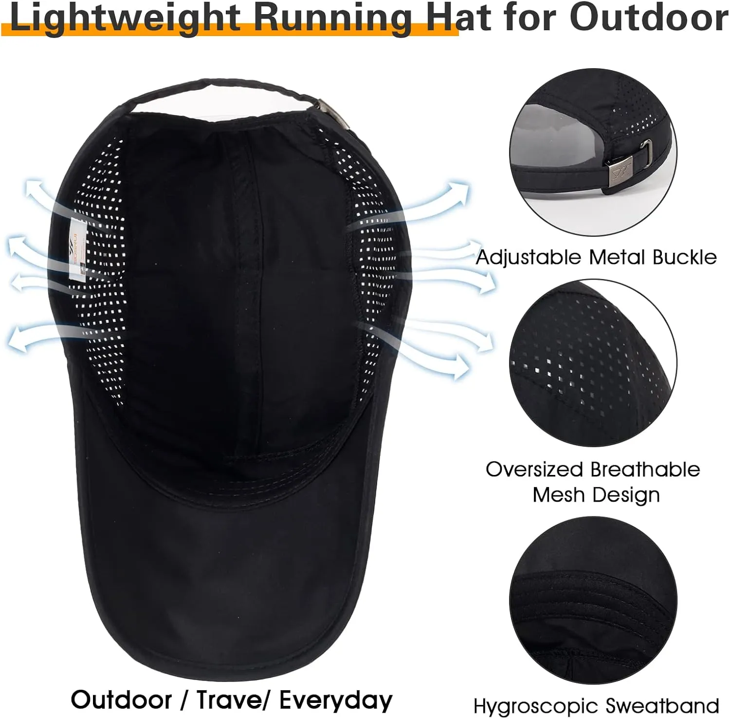Running Hat Outdoor Quick Drying Baseball Cap Mesh Cool Workout Cap for Women and Men