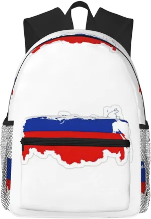 Russian Flag Map Backpack Large Sports Bag, Best for Basketball, Soccer, Volleyball, Swim, Gym, Travel