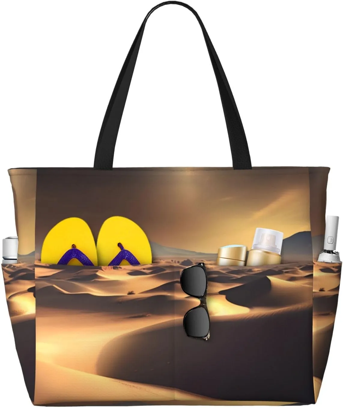 Sahara Desert Print 28L Beach Tote Bag, Water-resistant Travel Tote, Lightweight Gym & Camping Carryall