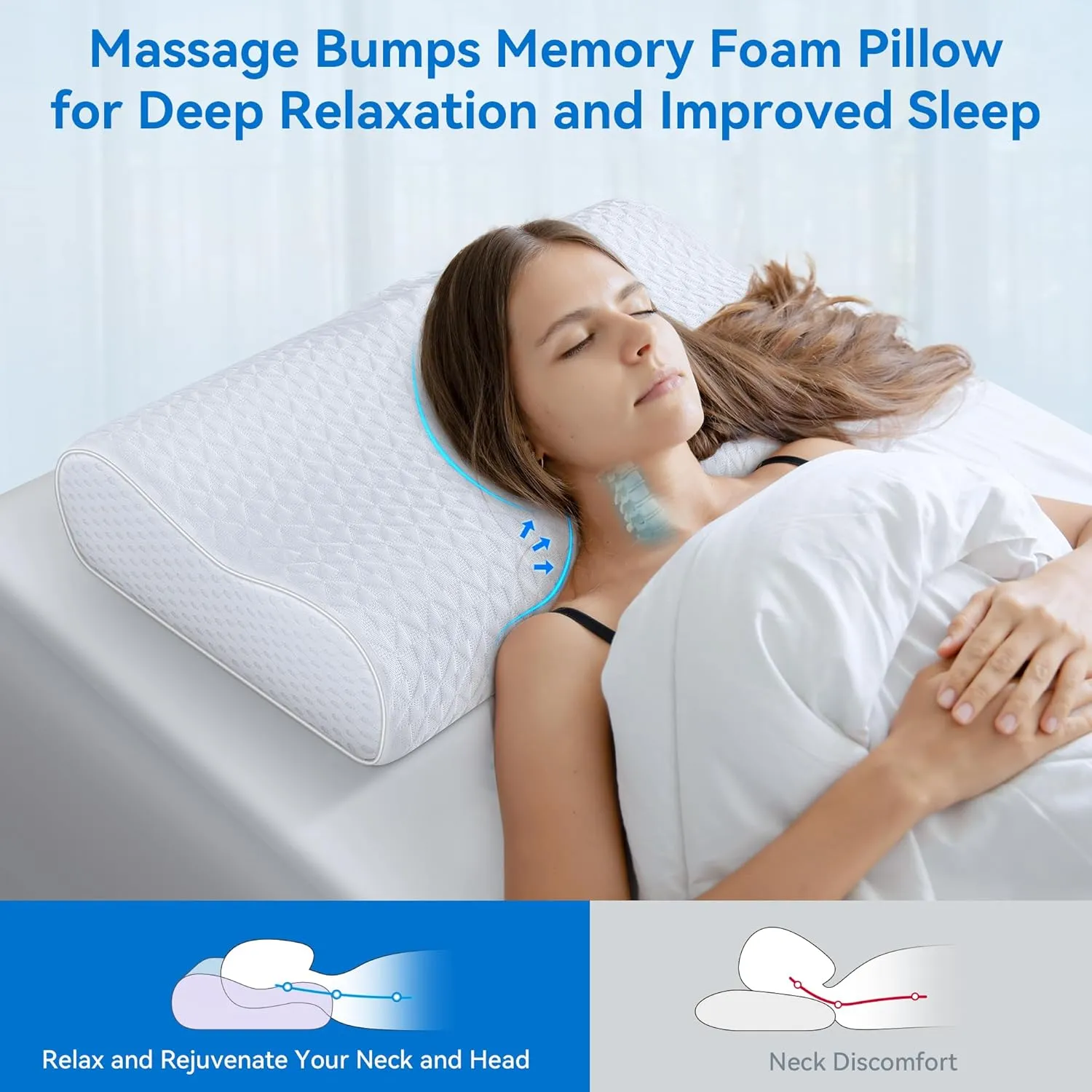 Sandwich Cervical Neck Pillow Queen Size - Dynamic Memory Foam Pillow for Neck Shoulder Pain Relief, Ergonomic Adjustable Contour Bed Pillow for Side, Stomach and Back Sleepers CertiPUR-US