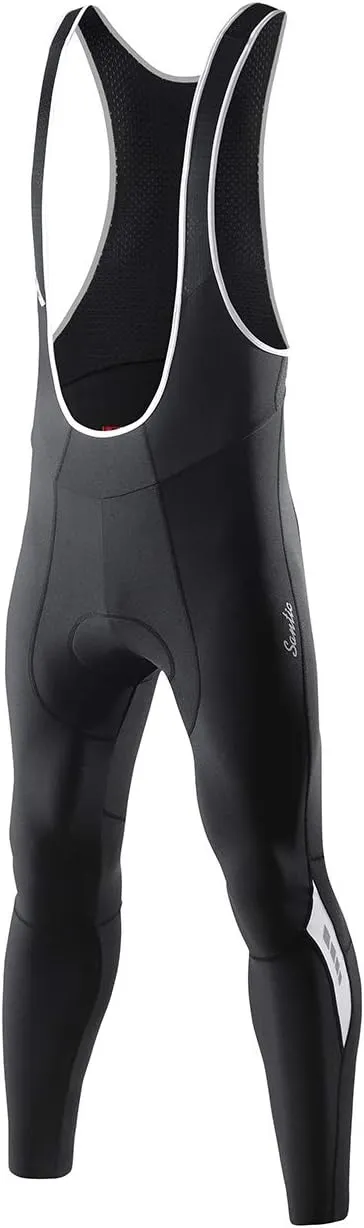 Santic Men's Winter Fleece Pro Cycling Bib Pants 4D Padded Thermal Cold Weather Bike Riding Pants with Pockets