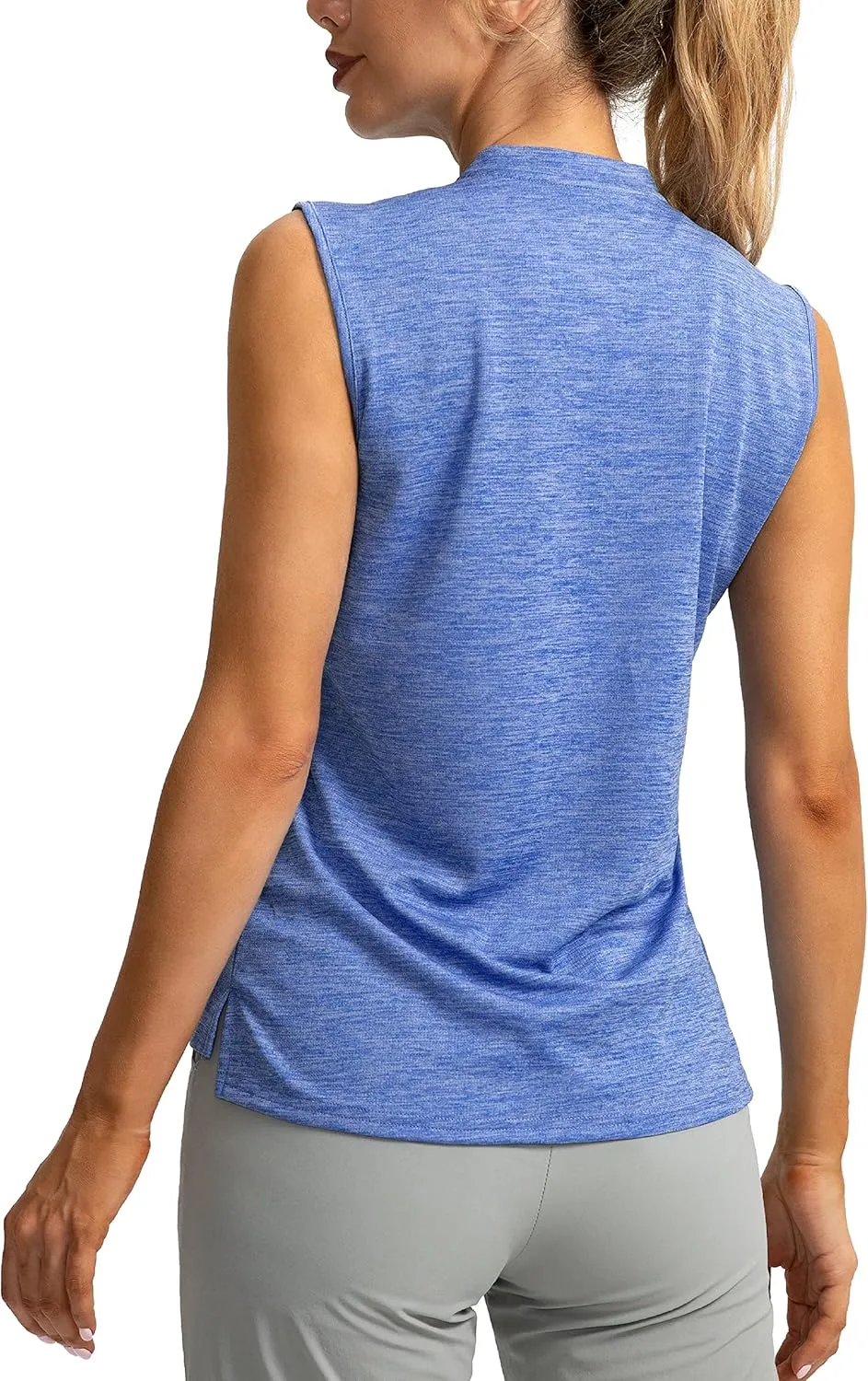 SANTINY Women's Sleeveless Golf Shirt Zip Up Tennis Lightweight Quick Dry Tank Tops Polo Shirts for Women