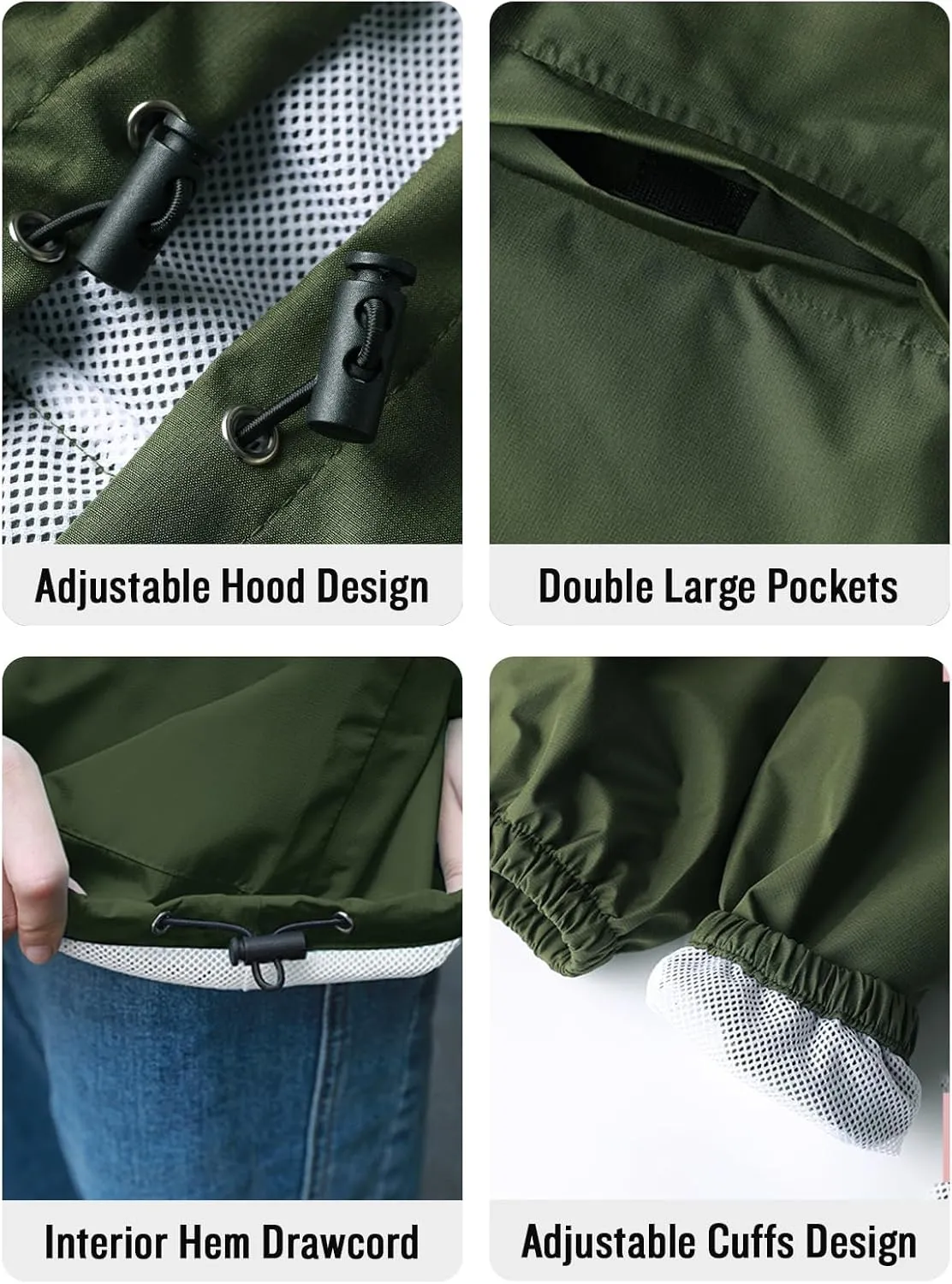SaphiRose Lightweight Rain Jacket Women Waterproof Breathable Raincoat Packable Hooded Windbreaker