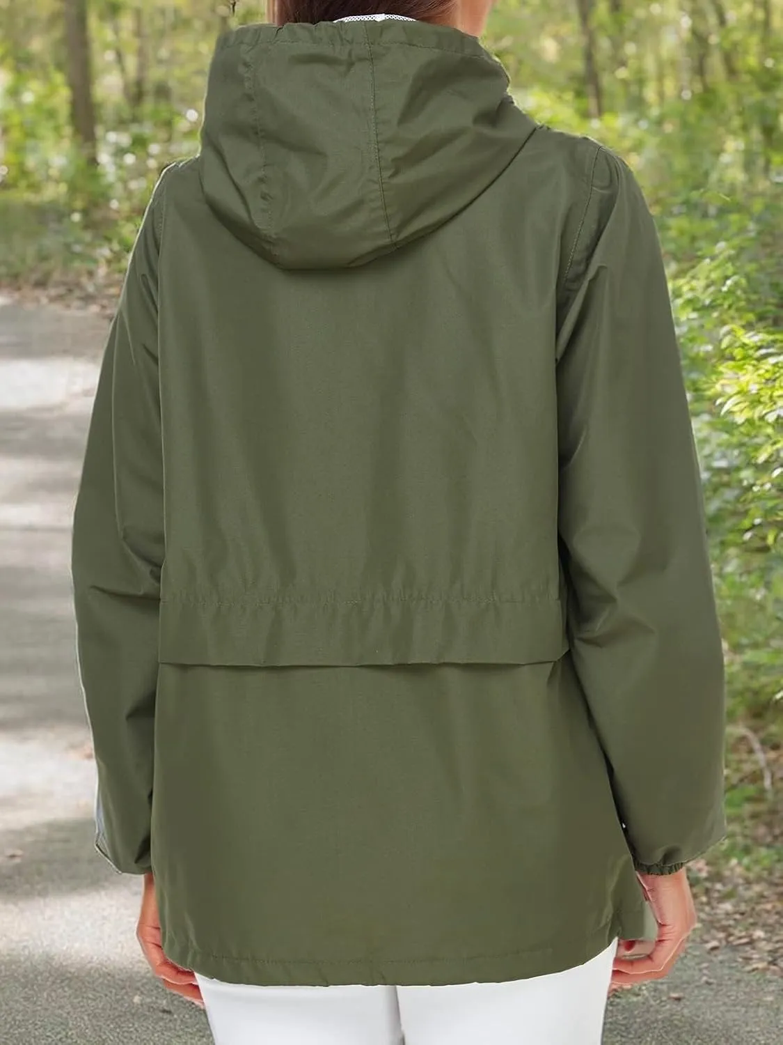 SaphiRose Lightweight Rain Jacket Women Waterproof Breathable Raincoat Packable Hooded Windbreaker