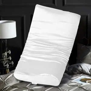 Satin Pillowcase for Contour Memory Foam Pillows, 24" x 14" x 5.1"/3.5" Cervical Pillow Case, Soft Pillow Cover for Sleeping Pillows (White)