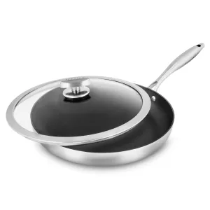Scanpan CX  12.5" Stainless Steel Nonstick Fry Pan with Lid