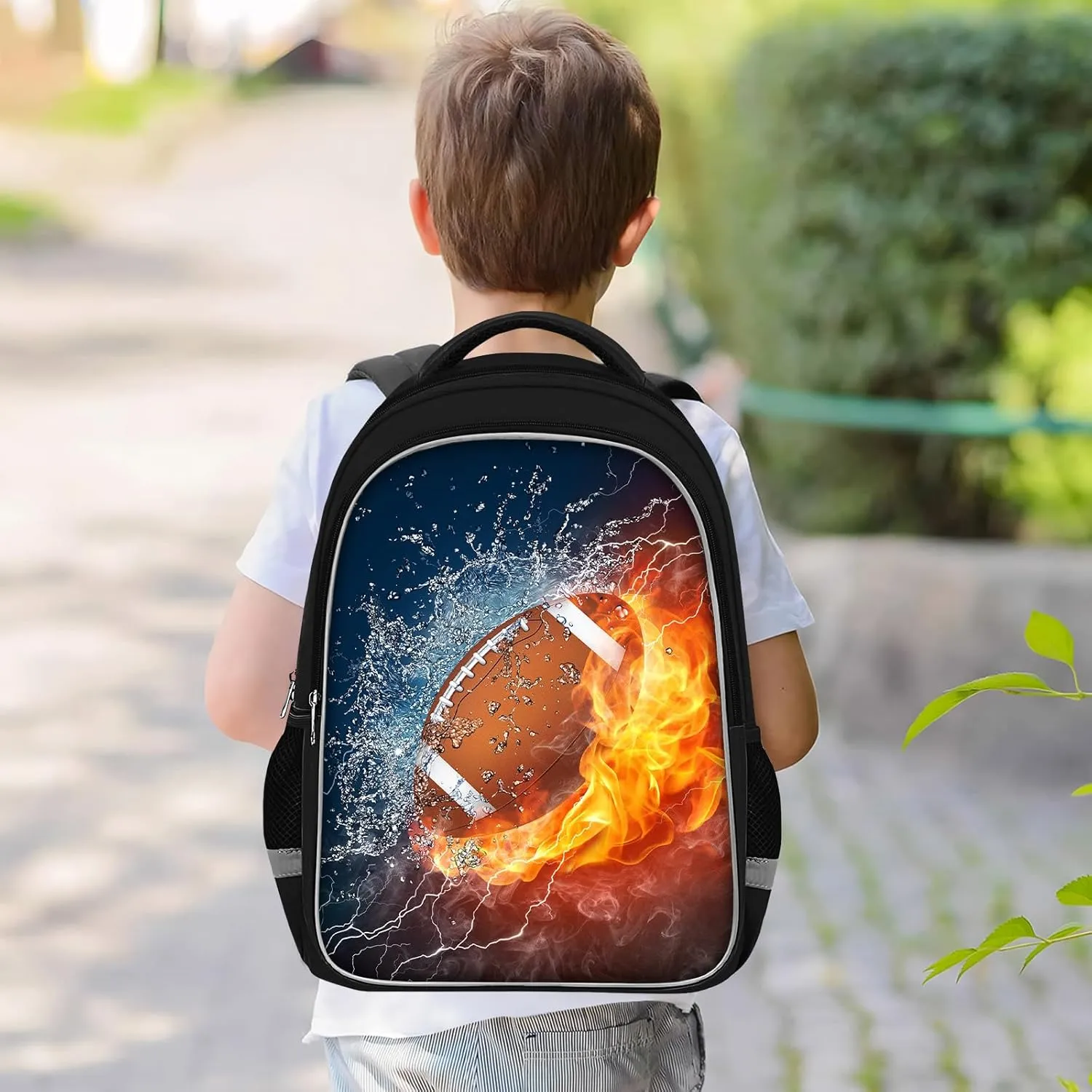 School Backpack for Boys - American Football Boys Backpack for Kids Children Teens Elementary Middle School - Students Bag for Ages 6-18,17″Bookbag Multifunctional Large Capacity