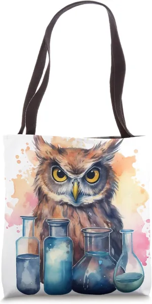 Scientist Owl With Beakers. Research, Experiment, Wise Tote Bag