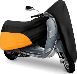 Scooter Cover - Waterproof, Windproof & UV Protection for 72" Yamaha, Honda Ruckus (Black & Orange)