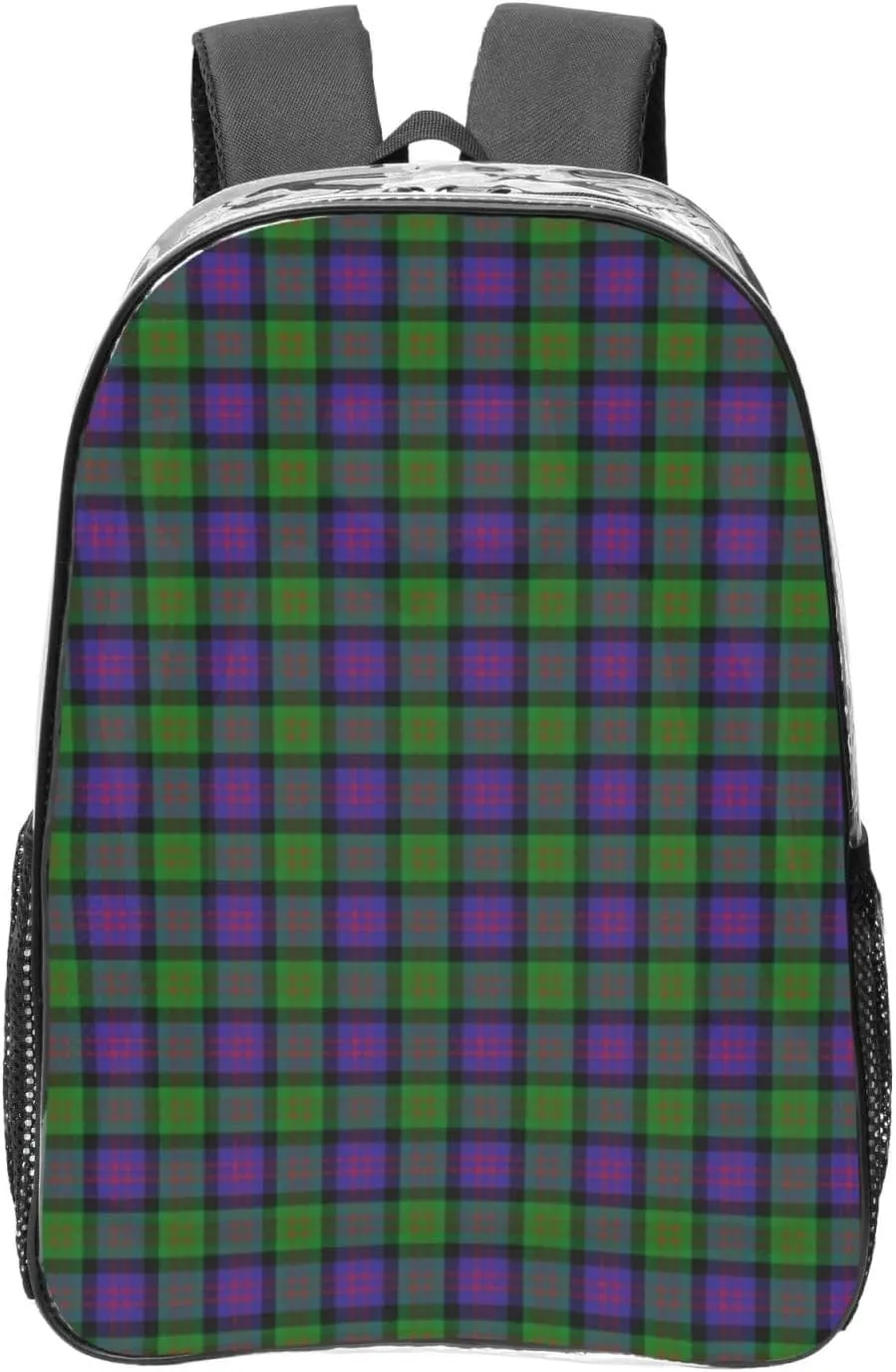Scottish Clan Macdonald Donald Tartan Plaid Lightweight Clear Backpack - Transparent Bag For Work, Gym & Stadium Compliance