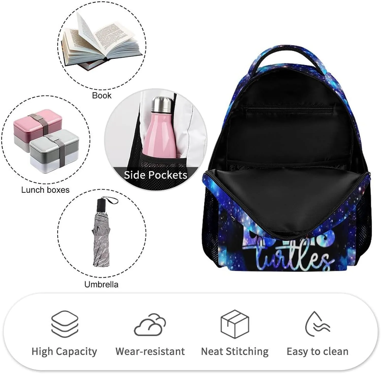 Sea Turtle School Backpack for Kids Girls Boys, 16 Inch Cute Sea Turtle Themed Bookbag, Personality School Backpack for Students Children, Lightweight, Large Capacity