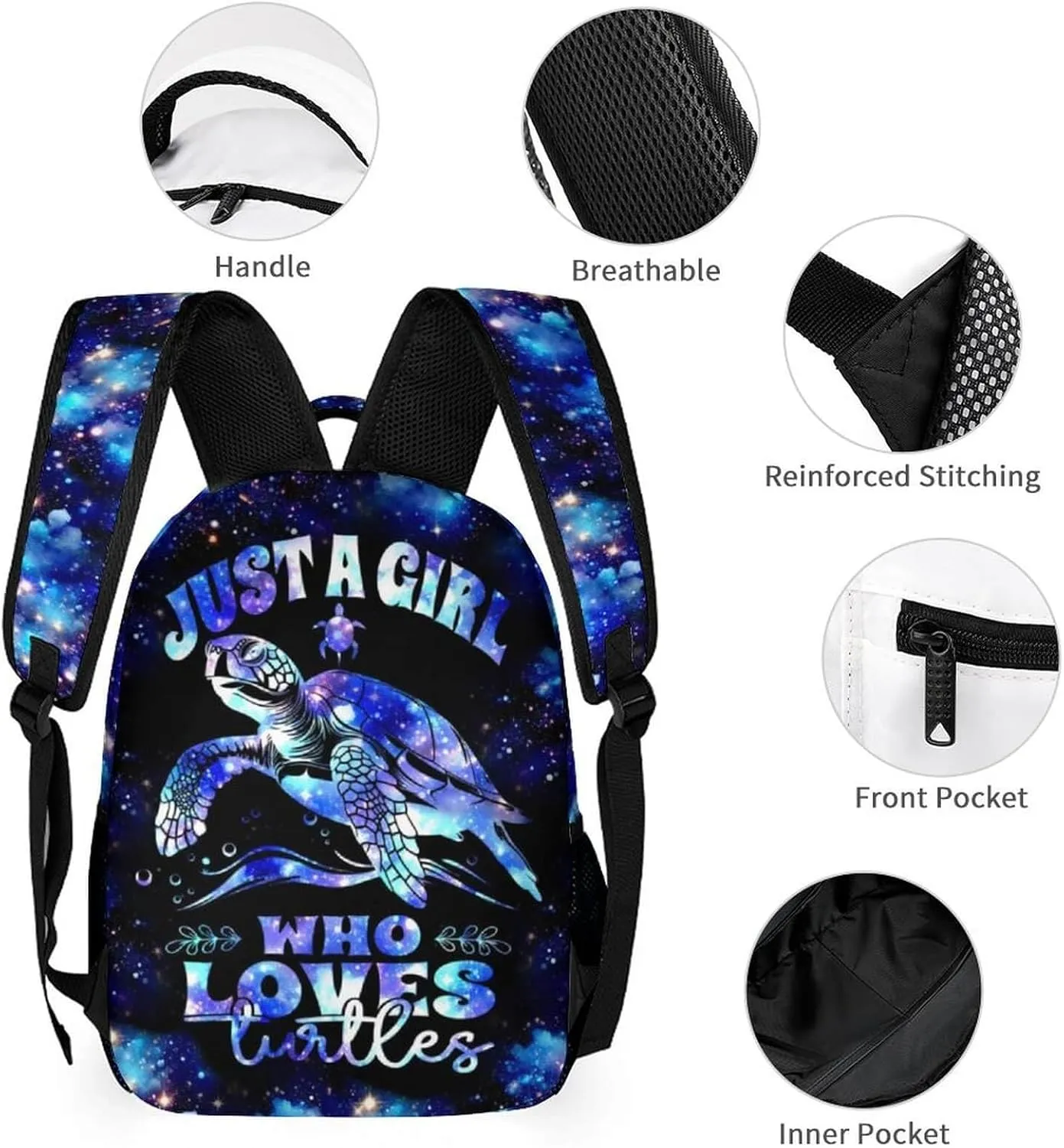 Sea Turtle School Backpack for Kids Girls Boys, 16 Inch Cute Sea Turtle Themed Bookbag, Personality School Backpack for Students Children, Lightweight, Large Capacity