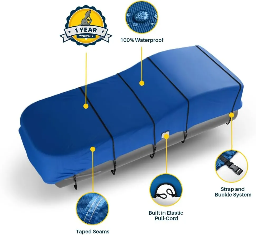 Seal Skin Covers Heavy-Duty Pontoon Boat Cover, Waterproof & UV Resistant, Fits 17 to 19ft L & Up to 102” W, Marine-Grade Protection with Secure Straps & Elastic Hem, All Weather Protection