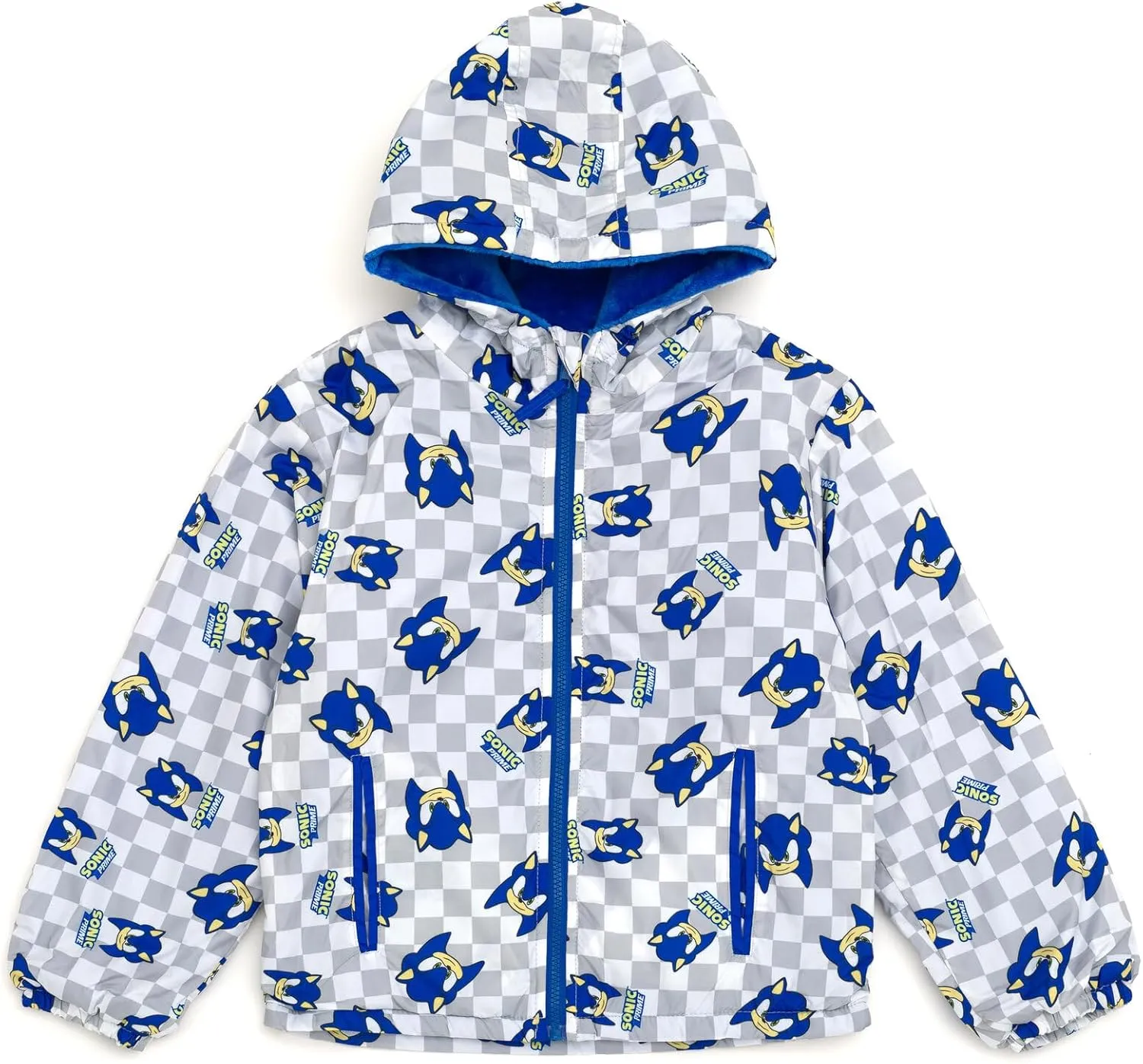SEGA Sonic the Hedgehog Zip Up Waterproof Rain Jacket Little Kid to Big Kid Sizes (4-10)