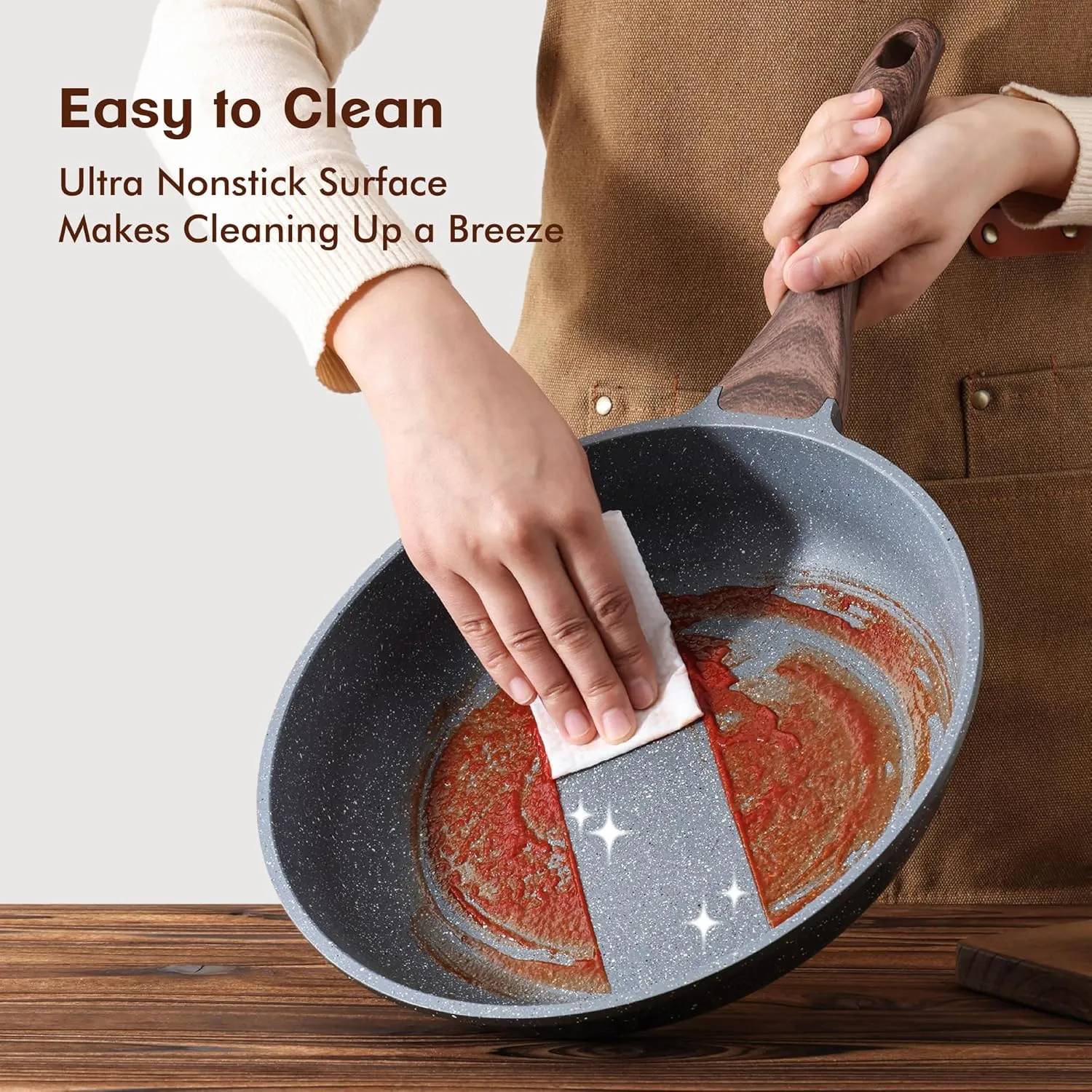 SENSARTE Nonstick Frying Pan Skillets, Swiss Granite Coating Omelette Pans, Healthy Cookware Chef's Pans, PFOA Free (8 10 Inch)