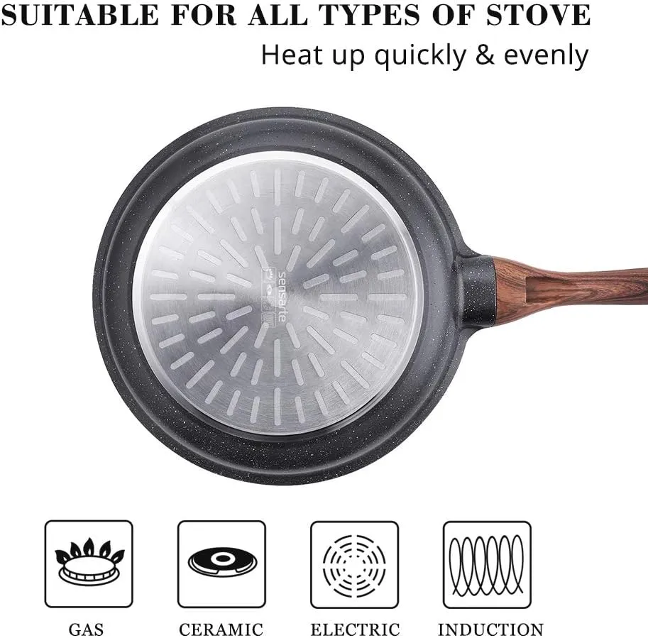 SENSARTE Nonstick Frying Pan Skillets, Swiss Granite Coating Omelette Pans, Healthy Cookware Chef's Pans, PFOA Free (8 10 Inch)