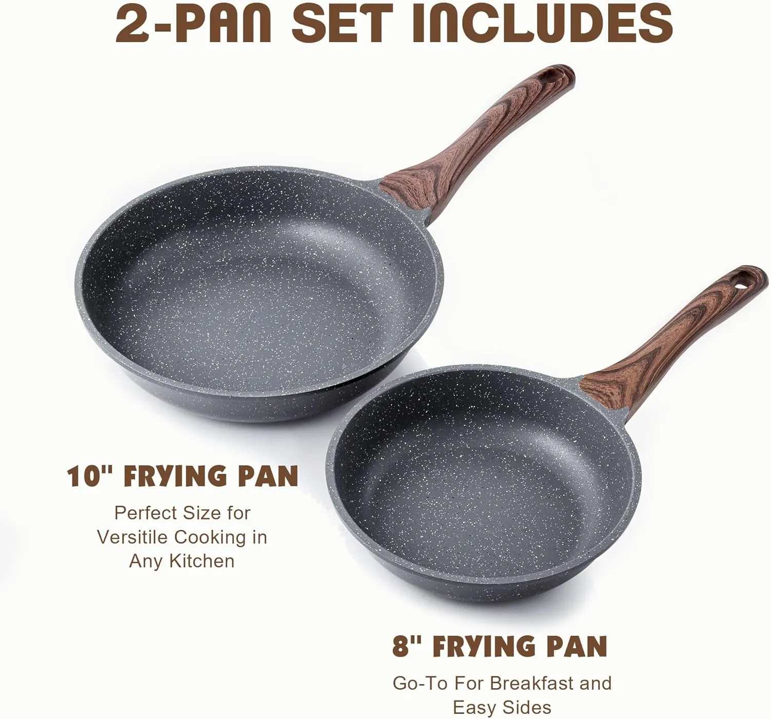 SENSARTE Nonstick Frying Pan Skillets, Swiss Granite Coating Omelette Pans, Healthy Cookware Chef's Pans, PFOA Free (8 10 Inch)