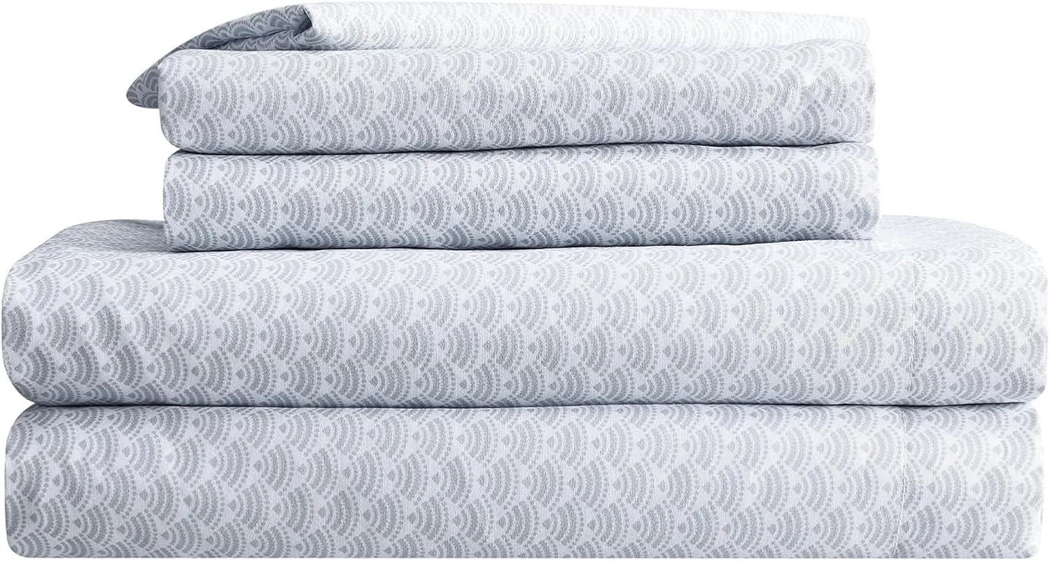 SERTA Simply Clean Lightweight 5 Piece Pleated Bed in a Bag for All Season, Full, Castlerock
