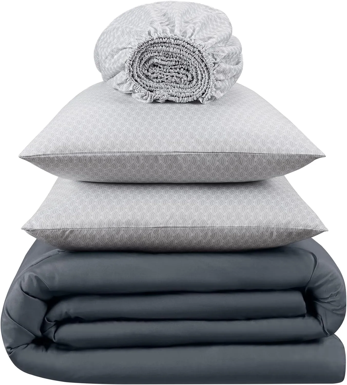 SERTA Simply Clean Lightweight 5 Piece Pleated Bed in a Bag for All Season, Full, Castlerock