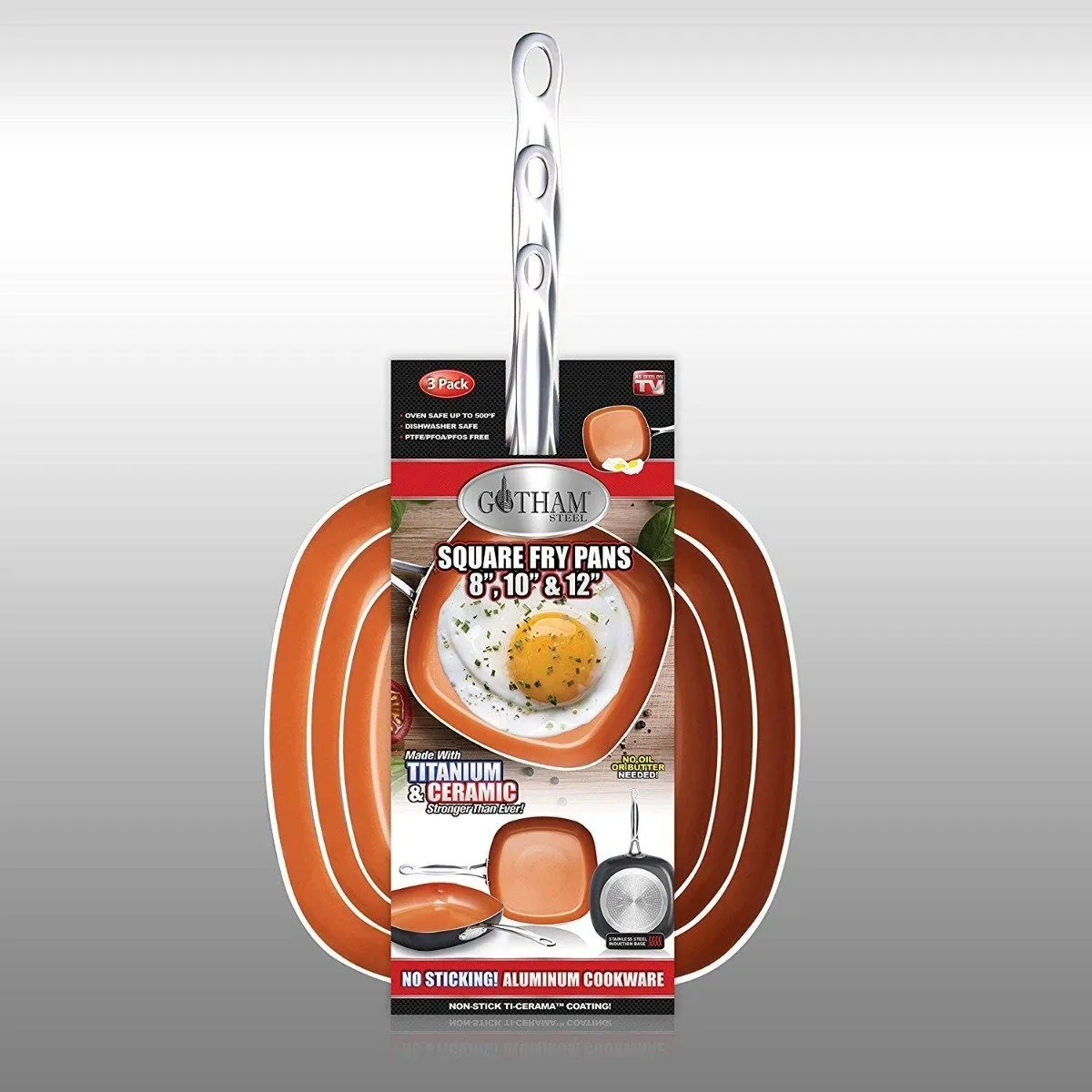 Shallow Set: Square Pan Priority shipping Copper Nonstick Daily special Gotham Steel 3 1682 Piece