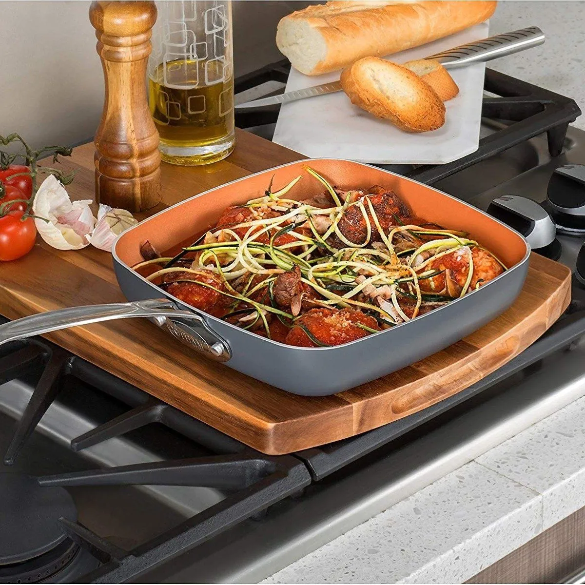 Shallow Set: Square Pan Priority shipping Copper Nonstick Daily special Gotham Steel 3 1682 Piece
