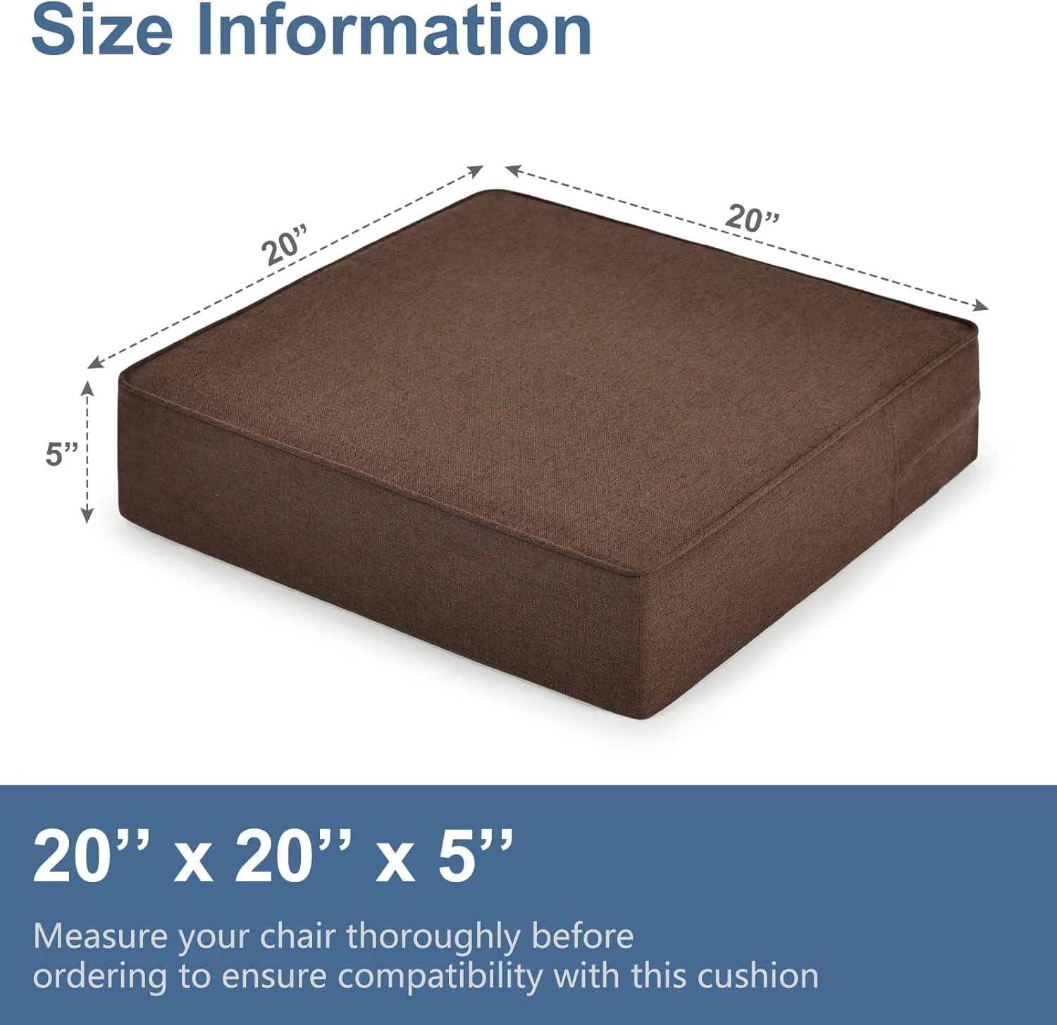 Shinnwa Gel Memory Foam Recliner Cushion for Elderly, Extra Large Seat Cushion, Dual-Layer Foam Chair Pad for Couch, Armchair, Wicker Chairs, Floor, 20 × 20 × 5in, Caramel