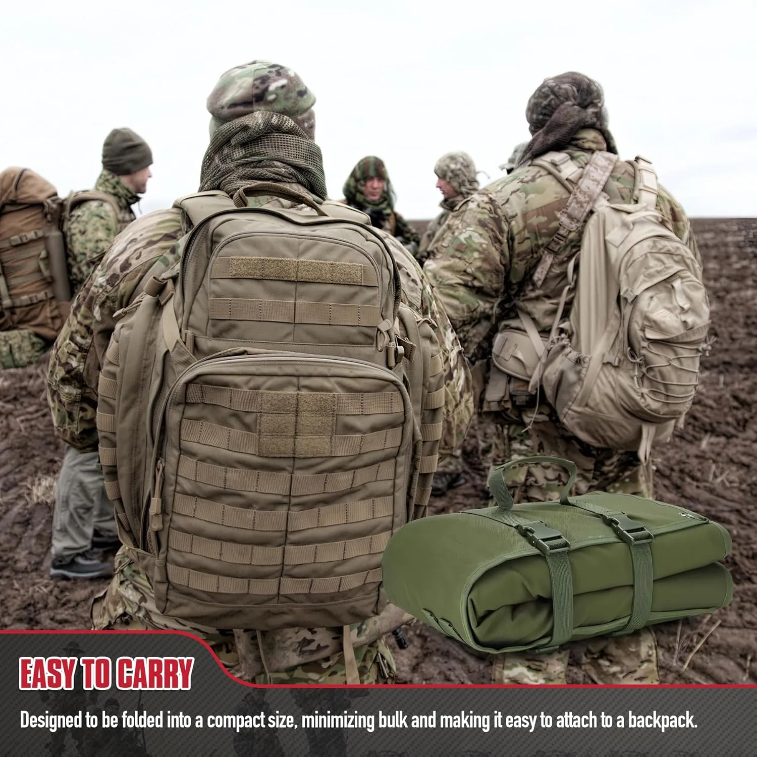 Shooting Mat, Non-Slip Moisture-Proof Folded Pad with Carry Strap for Range Shooting Hunting Camping
