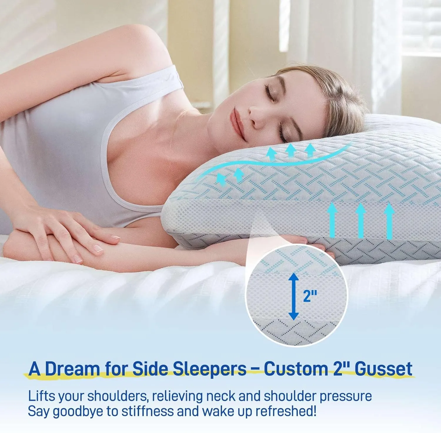 Shredded Memory Foam Cooling Soft Pillow King Size, Adjustable Hypoallergenic Hotel Quality Pillow for Back, Side and Stomach Sleeper, Bamboo Viscose Cover, Oeko-TEX Certified