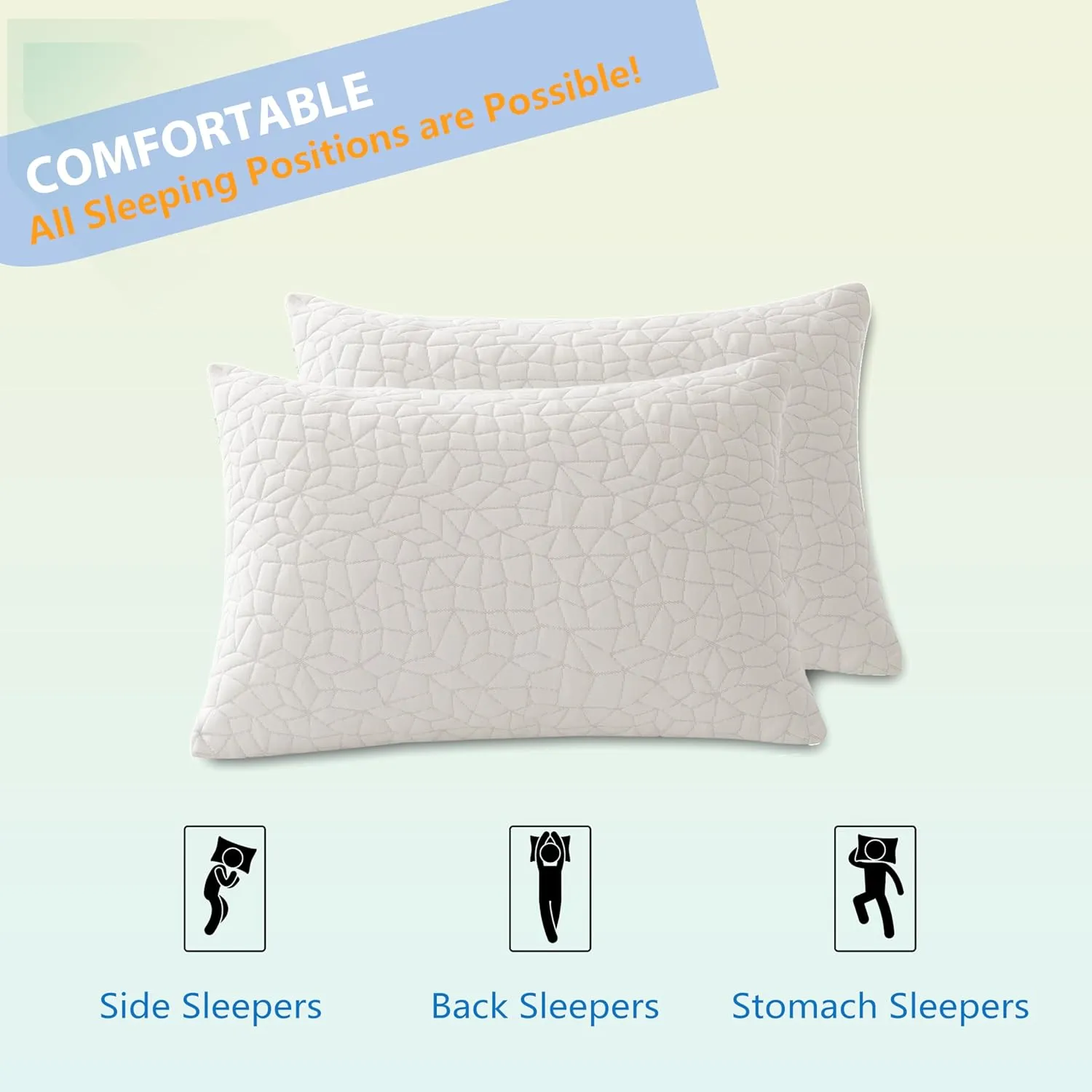 Shredded Memory Foam Pillow, Queen (1-Pack), Adjustable Bed Pillow for Side Back Stomach Sleepers,Comfy Cooling Pillow for Sleeping with Washable Cover…