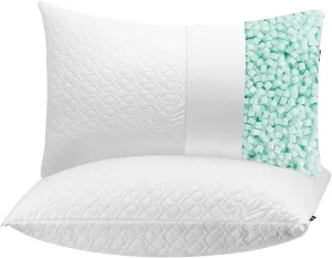 Shredded Memory Foam Pillows for Sleeping, Adjustable Pillows King Size Set of 2, Good for Side, Back Sleeper with Washable Cooling Cover