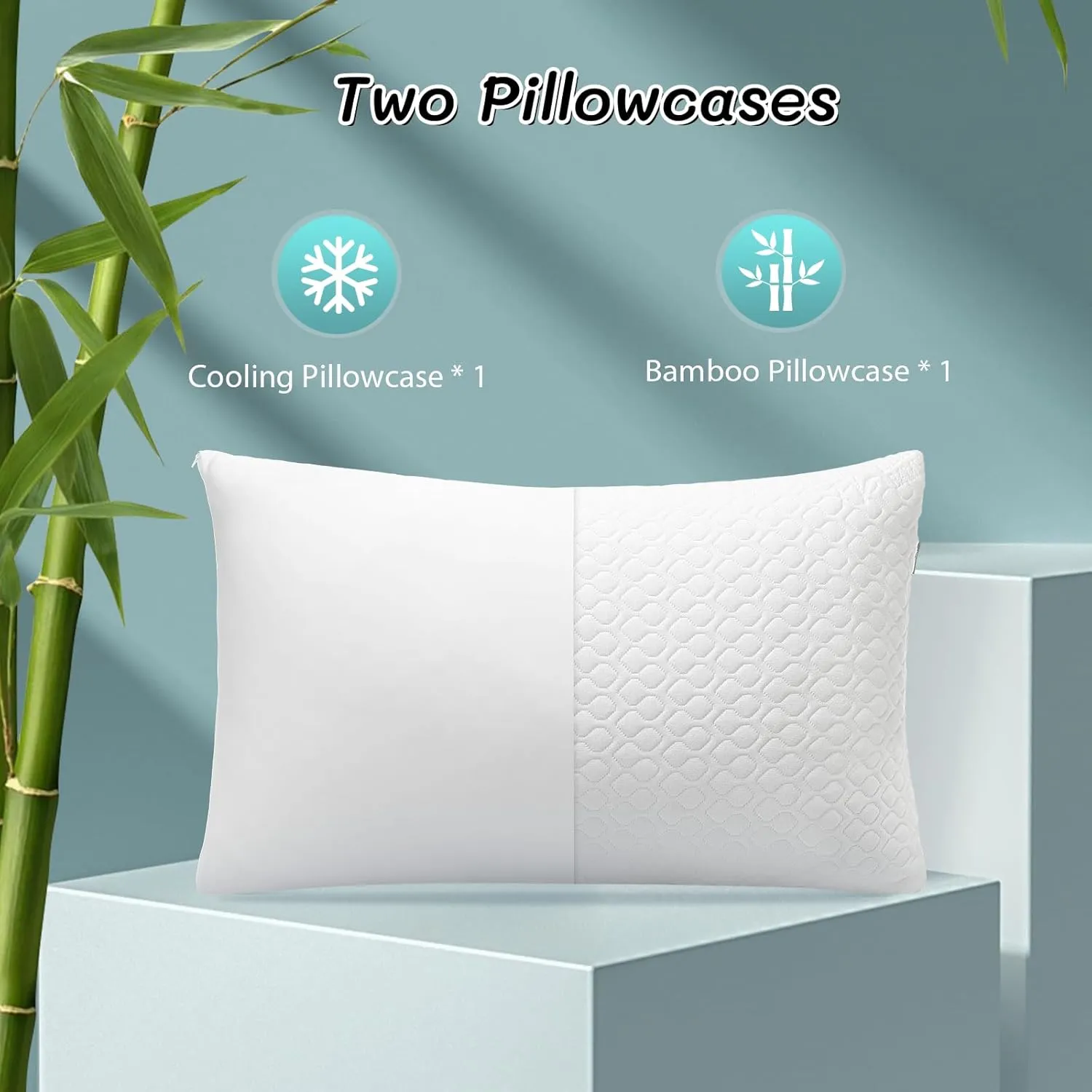 Shredded Memory Foam Pillows for Sleeping, Adjustable Pillows King Size Set of 2, Good for Side, Back Sleeper with Washable Cooling Cover