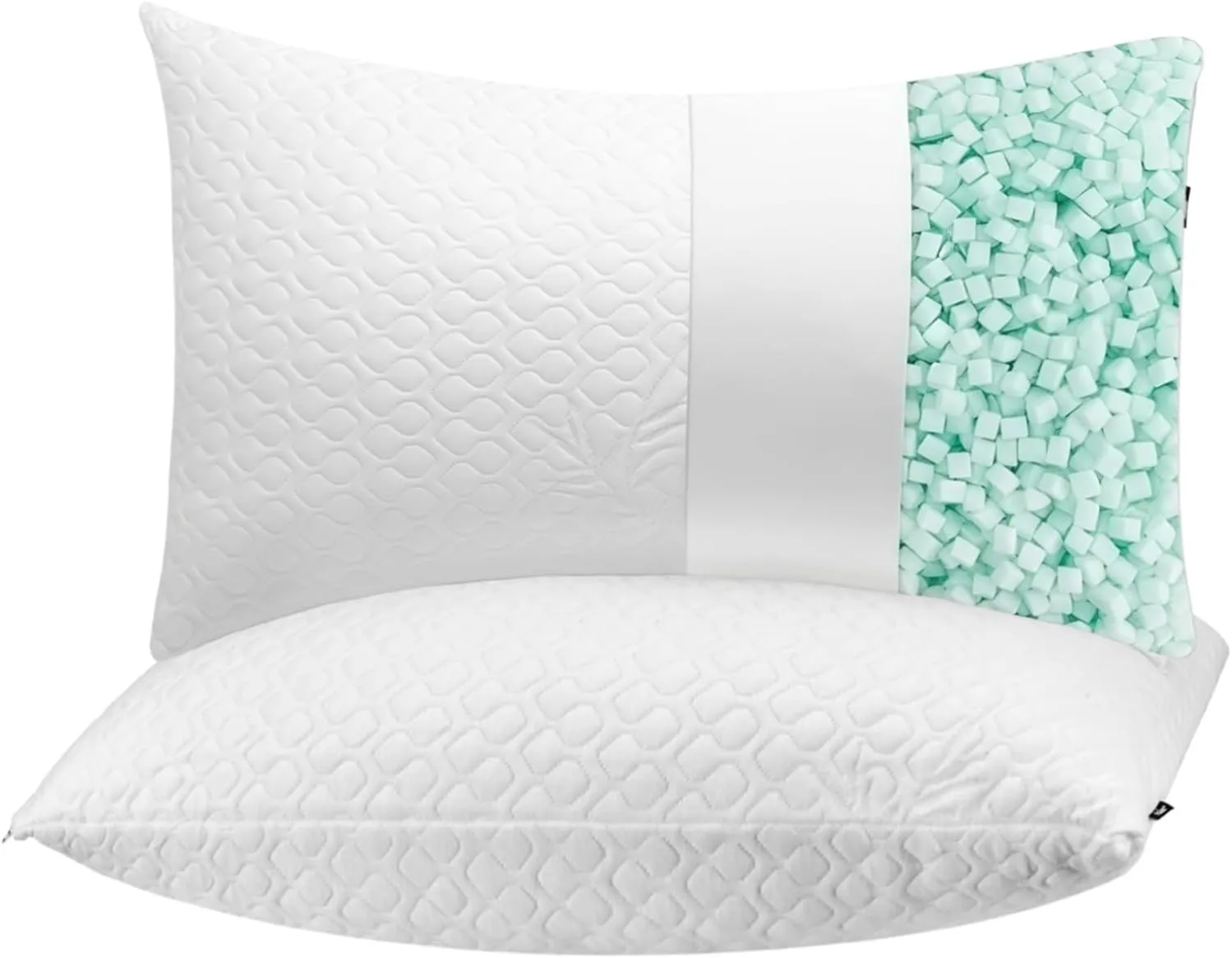 Shredded Memory Foam Pillows for Sleeping, Adjustable Pillows King Size Set of 2, Good for Side, Back Sleeper with Washable Cooling Cover