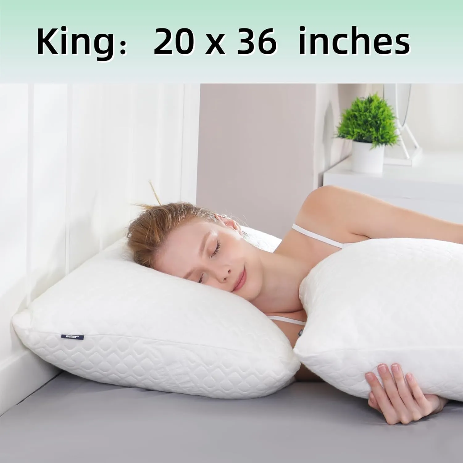 Shredded Memory Foam Pillows for Sleeping, Adjustable Pillows King Size Set of 2, Good for Side, Back Sleeper with Washable Cooling Cover